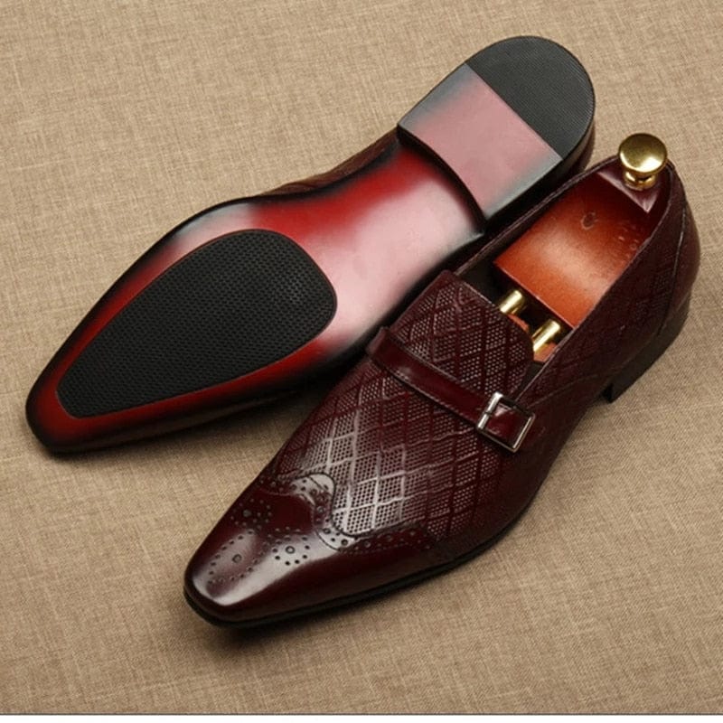 Men's Italian Handmade Leather Buckle Oxford Loafers