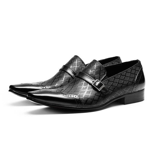 Men's Italian Handmade Leather Buckle Oxford Loafers