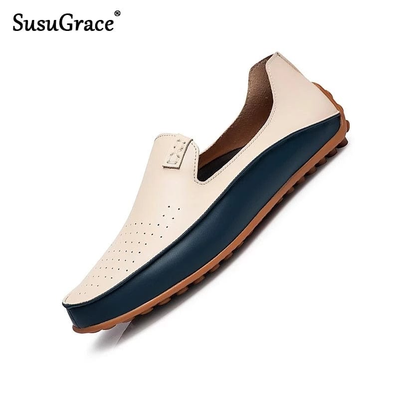 Men's Leather Slip-On Casual Loafers, Breathable Driving Shoes