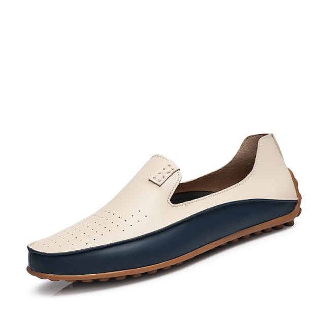 Men's Leather Slip-On Casual Loafers, Breathable Driving Shoes