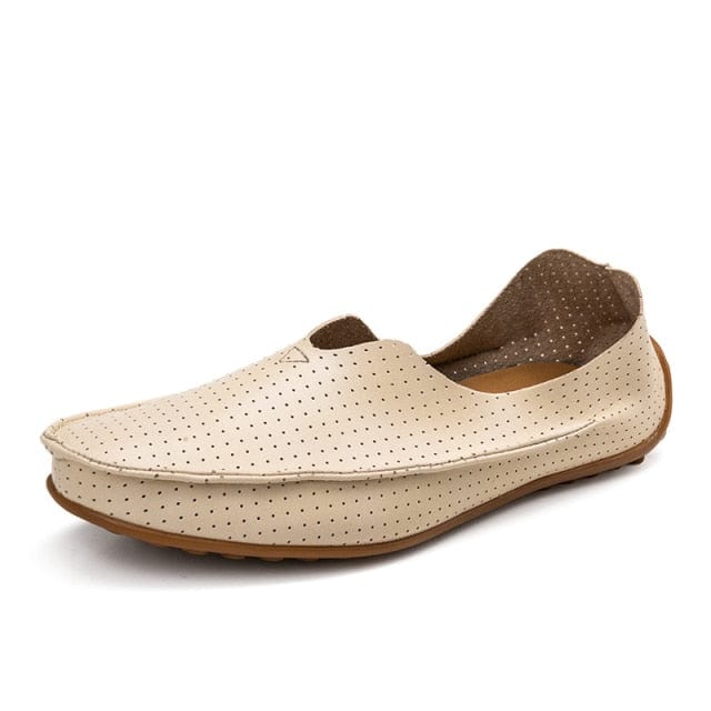 Men's Leather Slip-On Casual Loafers, Breathable Driving Shoes