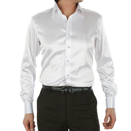 Men's Silky Long Sleeve Loose Casual Dress Shirt Plus Size Wedding