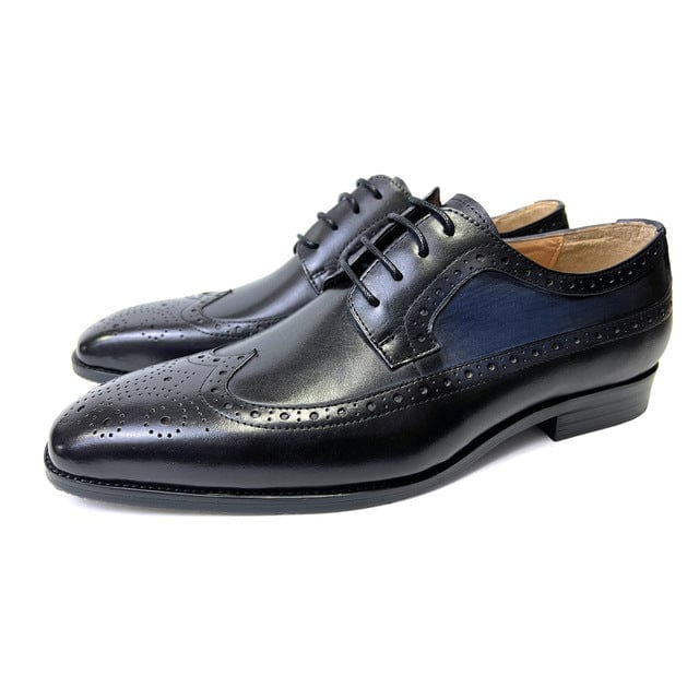 Men's Italian Print Lace-Up Leather Oxford Wedding Dress Shoes