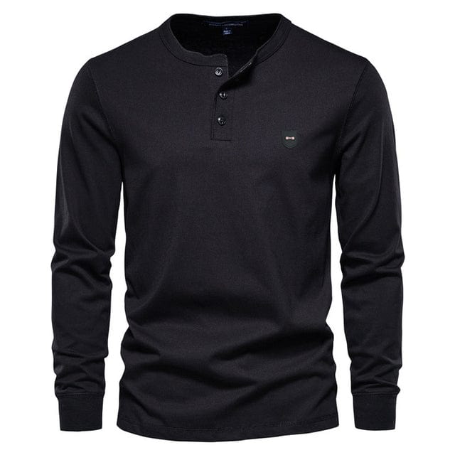 Men's Classic Long Sleeve Business Leisure T-Shirt European Park Design