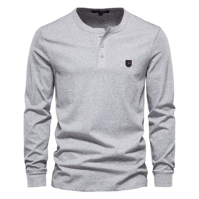 Men's Classic Long Sleeve Business Leisure T-Shirt European Park Design