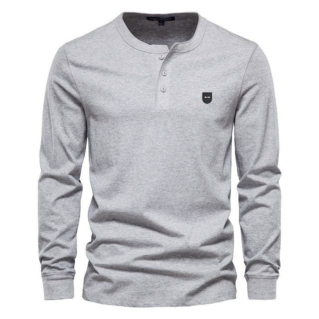 Men's Classic Long Sleeve Business Leisure T-Shirt European Park Design