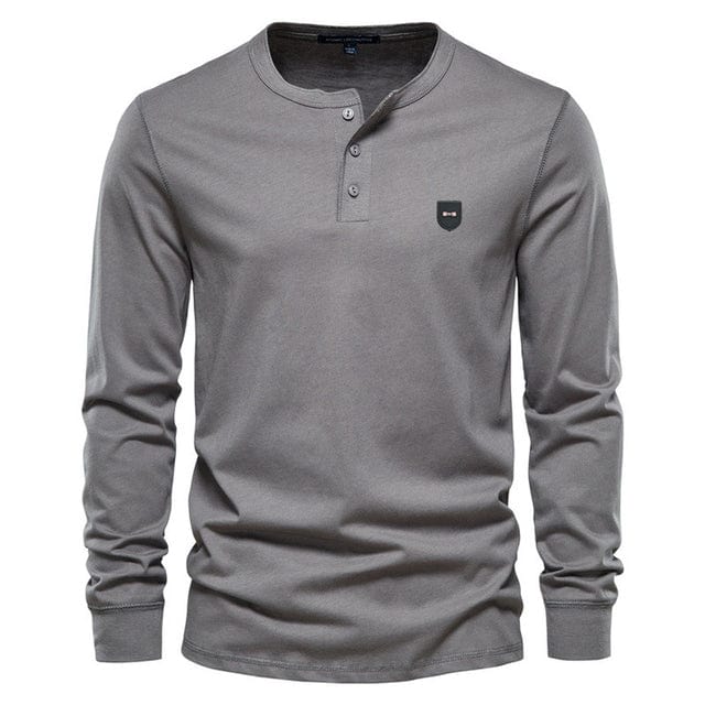 Men's Classic Long Sleeve Business Leisure T-Shirt European Park Design