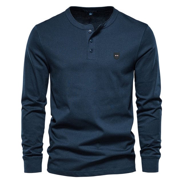 Men's Classic Long Sleeve Business Leisure T-Shirt European Park Design