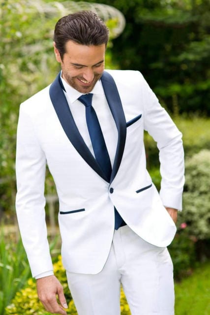 Men's Shiny Silver Grey Peak Lapel Wedding Tuxedo Set