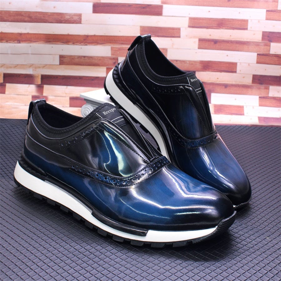 Men's Leather Glossy Non-Slip Casual Sneakers Wedding Dating Shoes