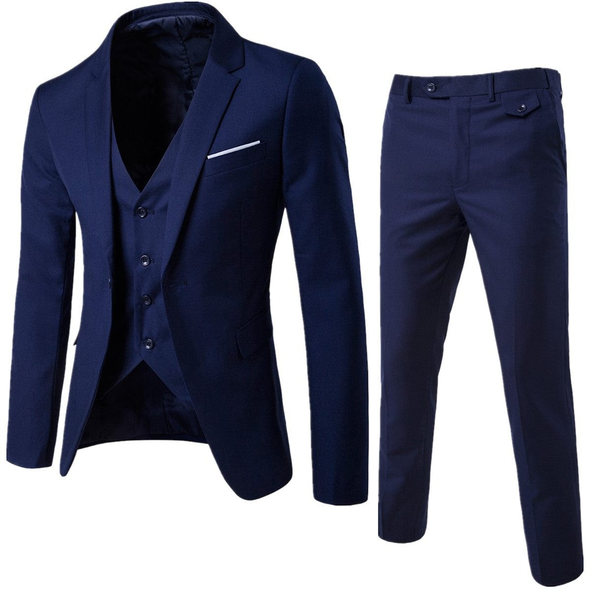 Men's Black Slim Fit Single-Button 3-Piece Formal Party Suit