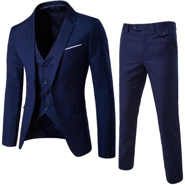Men's Black Slim Fit Single-Button 3-Piece Formal Party Suit