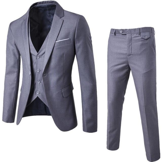 Men's Black Slim Fit Single-Button 3-Piece Formal Party Suit