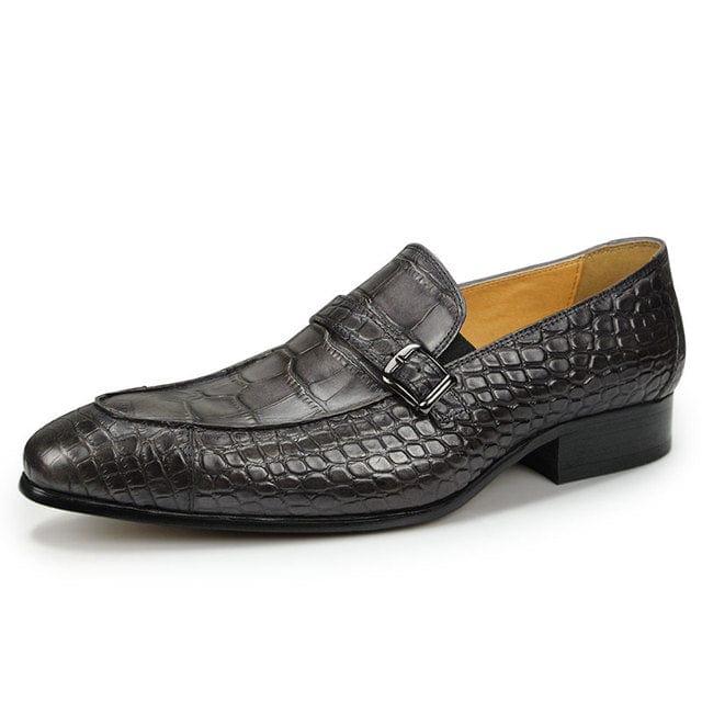 Men's Alligator Print Leather Slip-On Dress Loafers