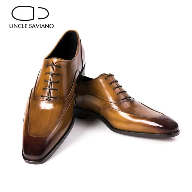 Men's Oxford Leather Lace-Up Wedding Dress Shoes, Handmade Business