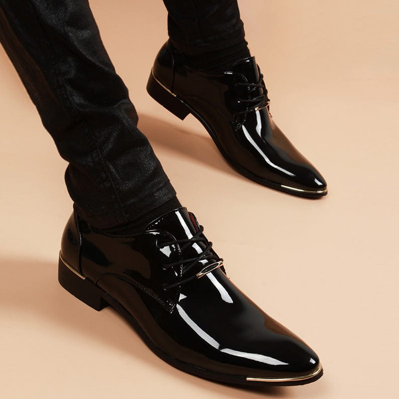 Men's Leather Pointed-Toe Oxford Formal Wedding Shoes