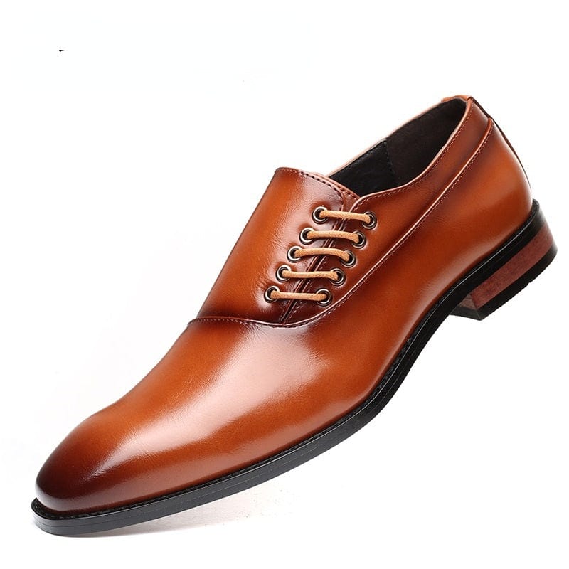 Men's Leather Formal Oxford Dress Shoes, Lace-Up Wedding Loafers