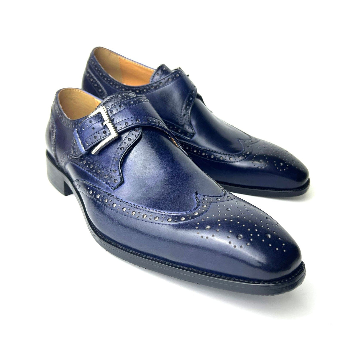 Men's Handmade Genuine Leather Single Monk Dress Shoes