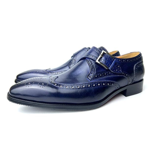 Men's Handmade Genuine Leather Single Monk Dress Shoes