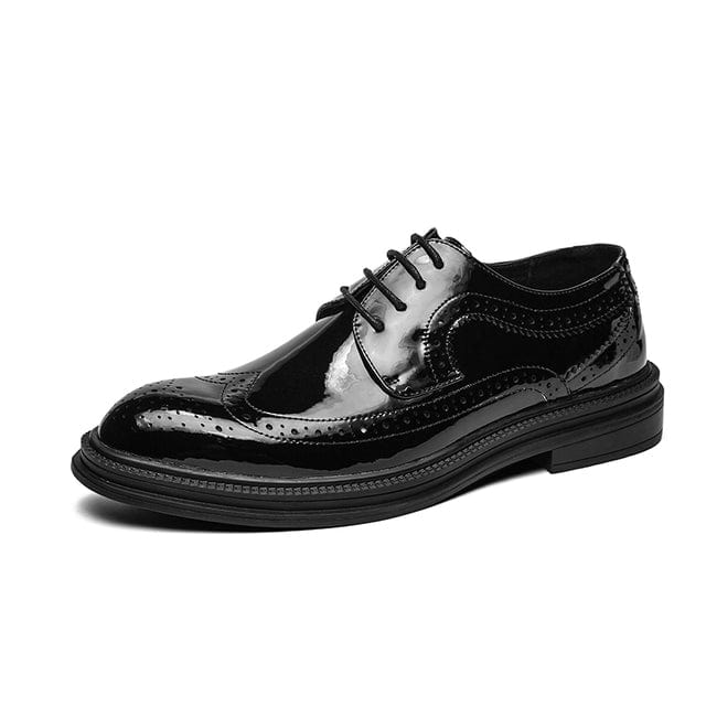 Men's Italian Genuine Leather Black White Lace-Up Oxford Shoes