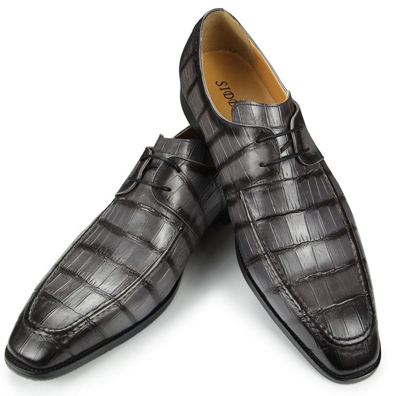 Men's Handmade Carved Leather Oxford Derby Dress Shoes