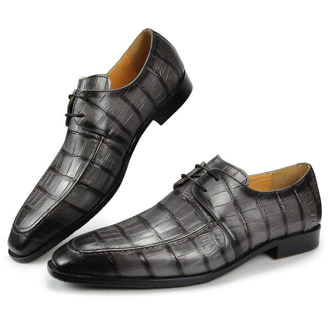 Men's Handmade Carved Leather Oxford Derby Dress Shoes