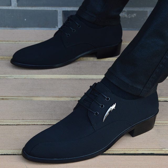 Men's Italian Black Leather Pointed Toe Moccasin Wedding Shoes