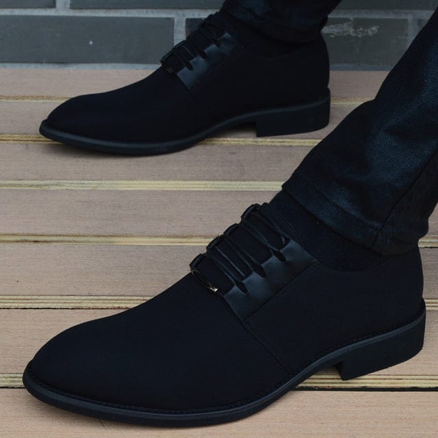 Men's Italian Black Leather Pointed Toe Moccasin Wedding Shoes