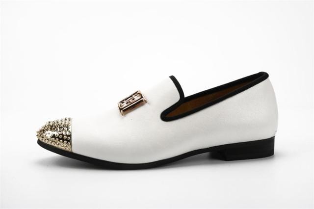 Men's White Gold-Toe Leather Dress Loafers
