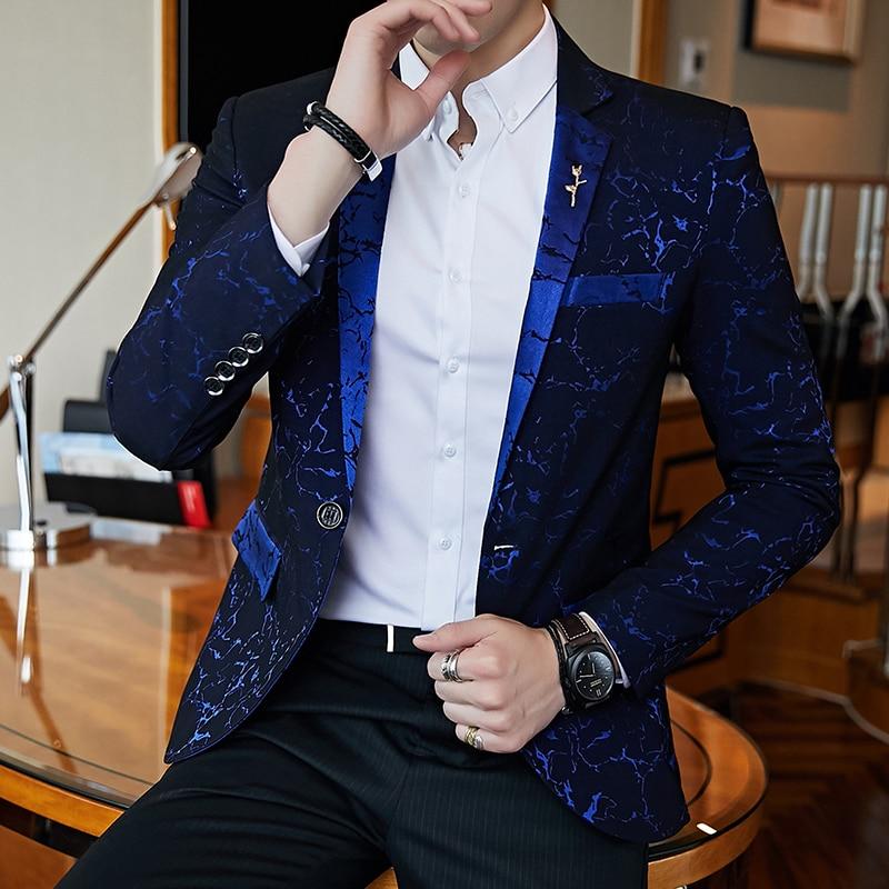 Luxury banquet party suit jacket evening dress fashion jacquard casual business jacket Slim men's wedding jacket men's Clothing